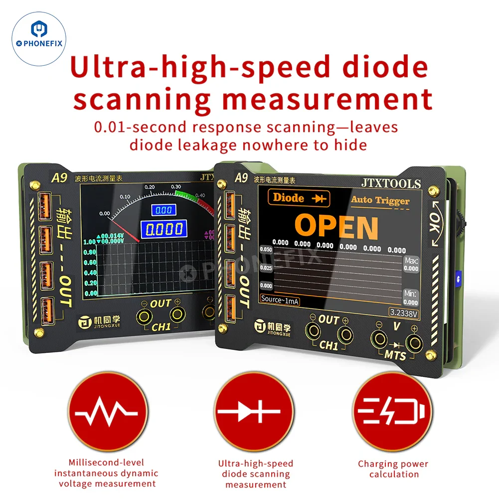 JTX A9 Curve Waveform Measuring Meter Phone Current Voltage Tester - Image 4