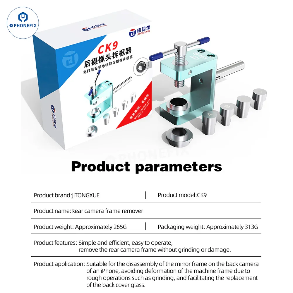 JTX CK9 iX73 Rear Camera Frame Remover For iPhone X-16 Pro Max - Image 15