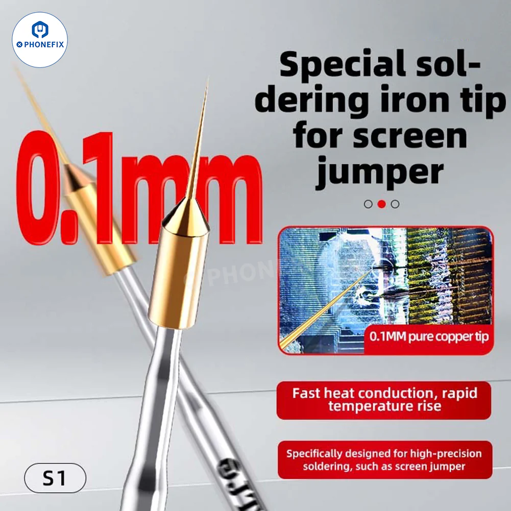 JTX S1 0.1mm Ultra-Fine Soldering Iron Tip for Screen Jumper Wire - Image 2