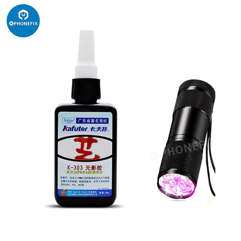 K-303 Transparent UV Glue Curing Adhesive With 9/51 LED UV Flashlight - Image 2