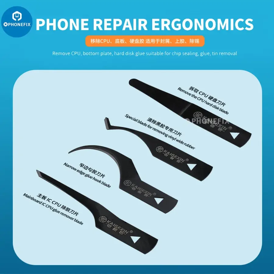 Kaigexin CPU Glue Removal Blade Kit Chip Scraper Pry Knife - Image 3