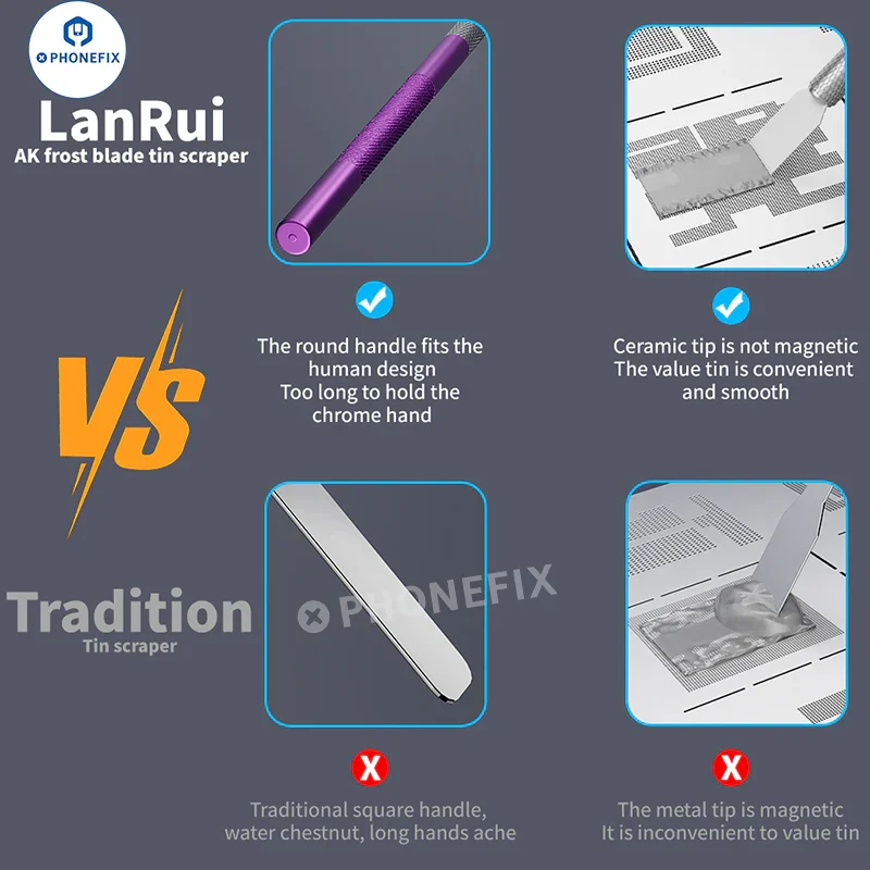 LanRui AK Non-magnetic Tin Scraper Phone Repair Solder Paste Blade - Image 6