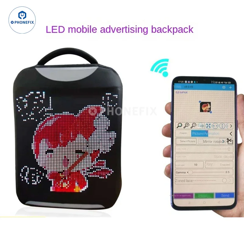 LED Backpack DIY Advertising Business Phone Laptop Repair Bag - Image 18