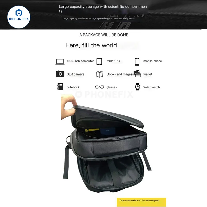 LED Backpack DIY Advertising Business Phone Laptop Repair Bag - Image 6