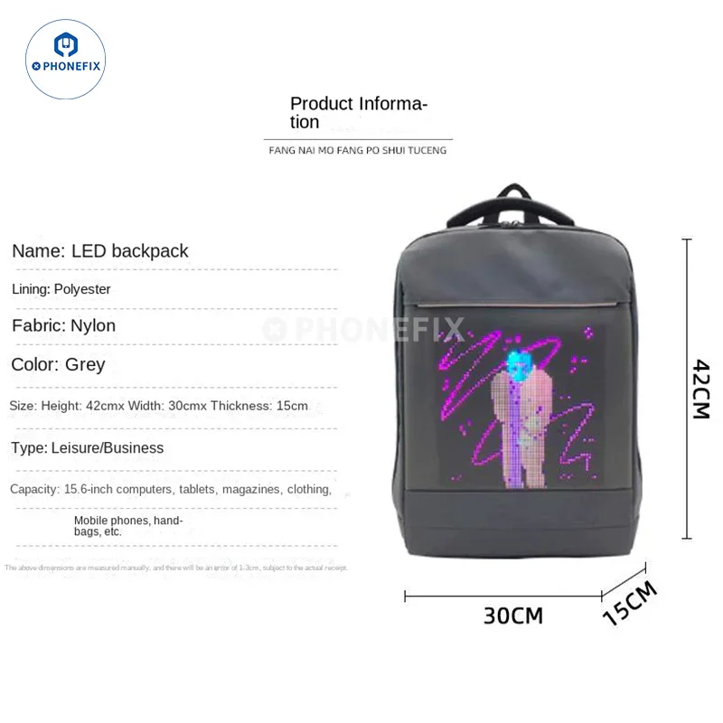 LED Backpack DIY Advertising Business Phone Laptop Repair Bag - Image 7