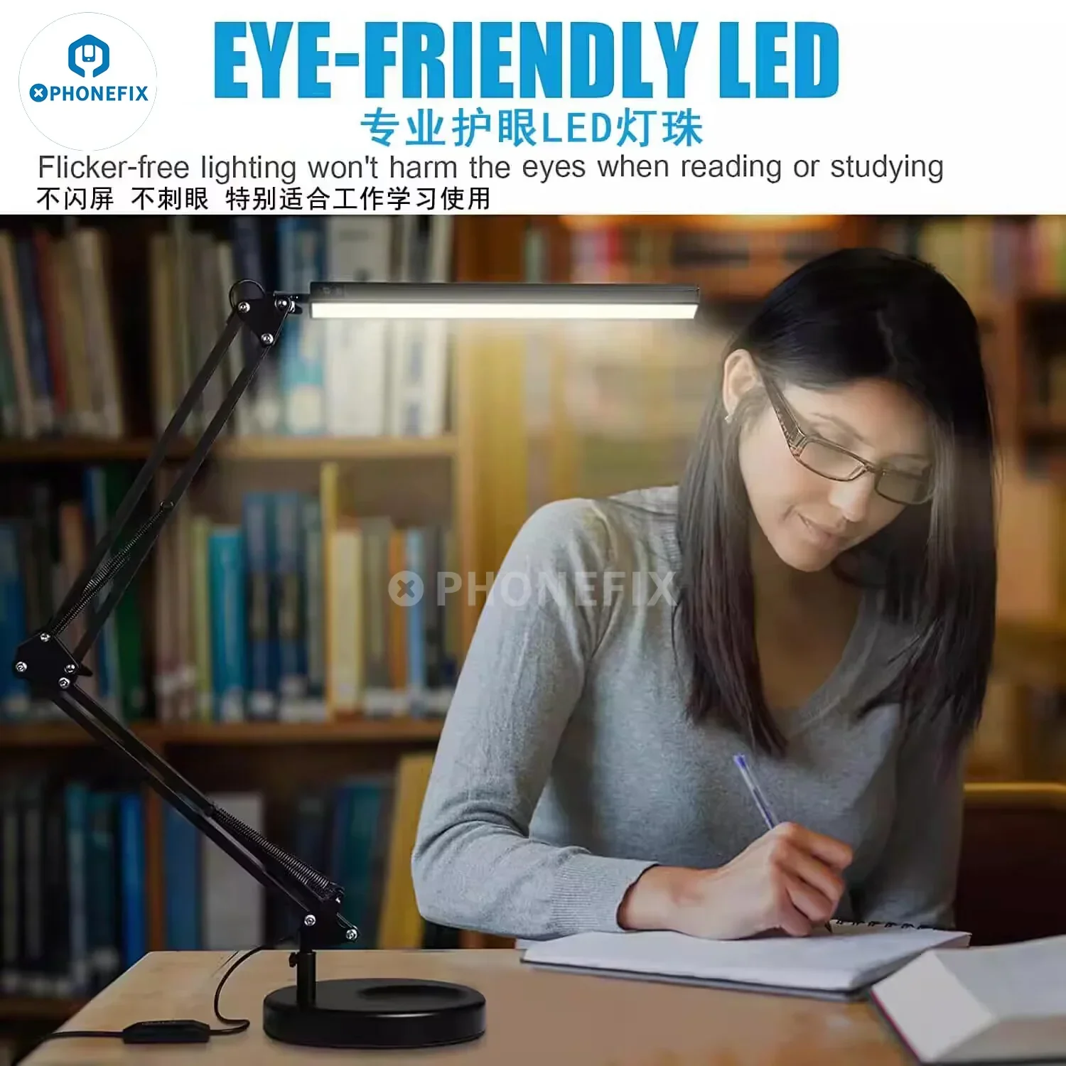 LED Eye Protection Desk Lamp Metal Swing Arm Table Lamp - Image 6