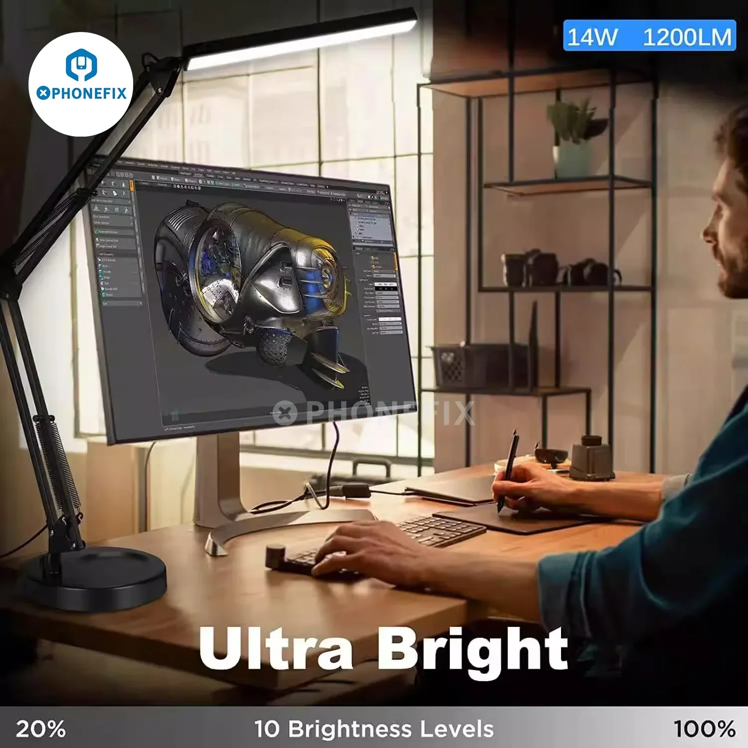 LED Eye Protection Desk Lamp Metal Swing Arm Table Lamp - Image 9