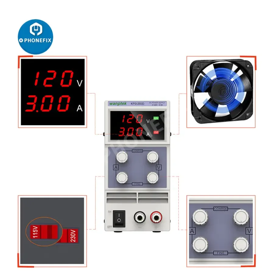 LED Lab Power Source Stabilized DC Power Supply Voltage Regulator Switch - Image 4