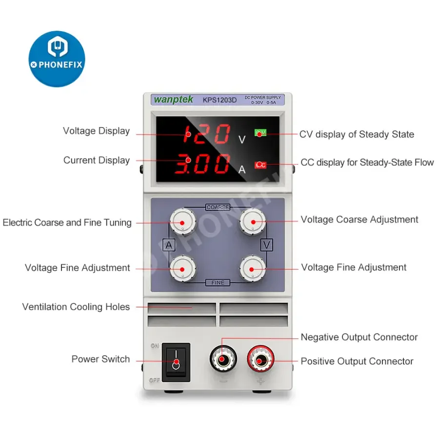 LED Lab Power Source Stabilized DC Power Supply Voltage Regulator Switch - Image 5