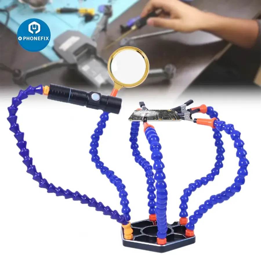 LED Third Hand Soldering PCB Holder RC Helicopter Drone Repair Tool