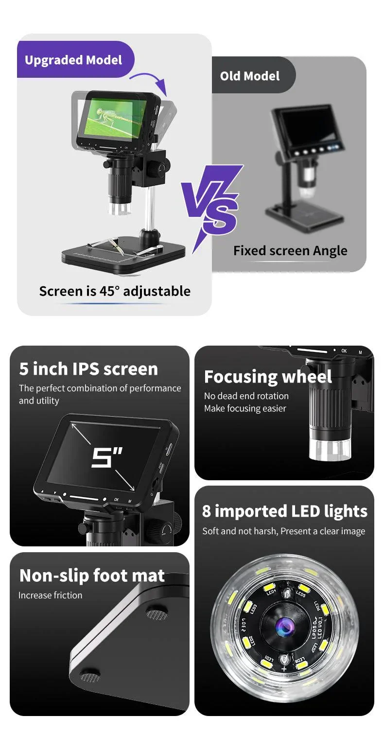 LP050 4.3Inch 1000X Digital Microscope 20MP Camera Video Recorder - Image 12