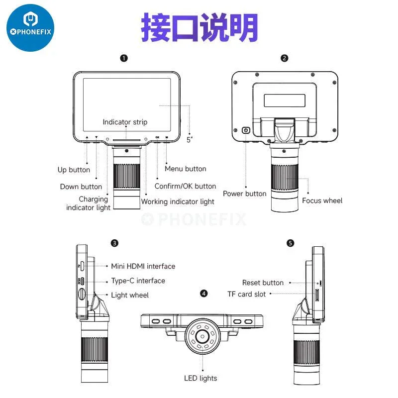 LP050 4.3Inch 1000X Digital Microscope 20MP Camera Video Recorder - Image 5