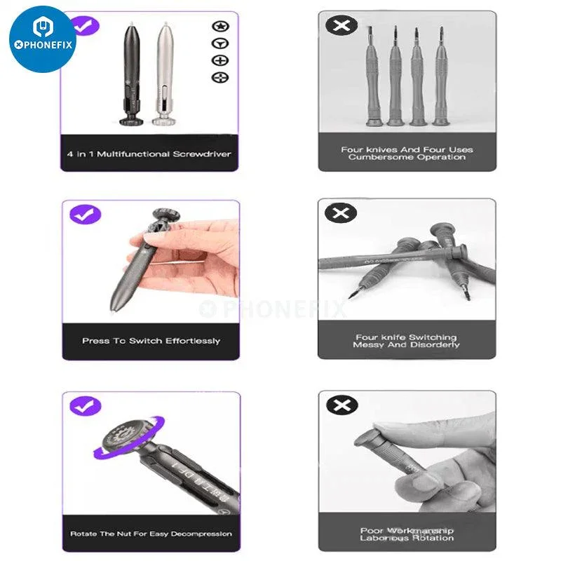 Luban DF-1 Magnetic Screwdriver 4-in-1 Bits Switchable - Image 9