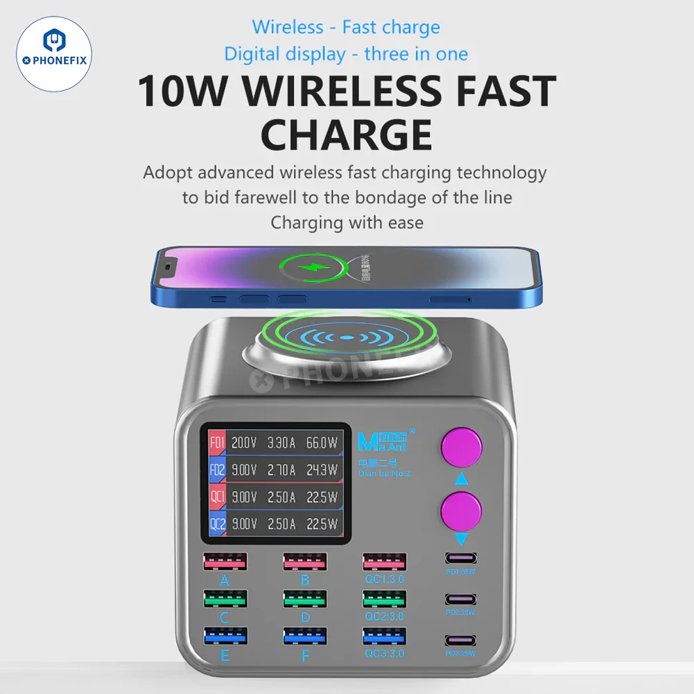 MaAnt DianBa No.2 Digital PD Fast Charger With 13 Ports Wireless Charging - Image 4