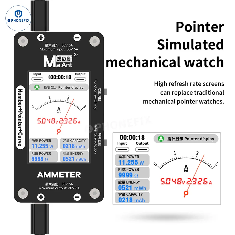 MaAnt DL-02 Intelligent Ammeter 30V 5A Number Pointer Curve Display - Image 5