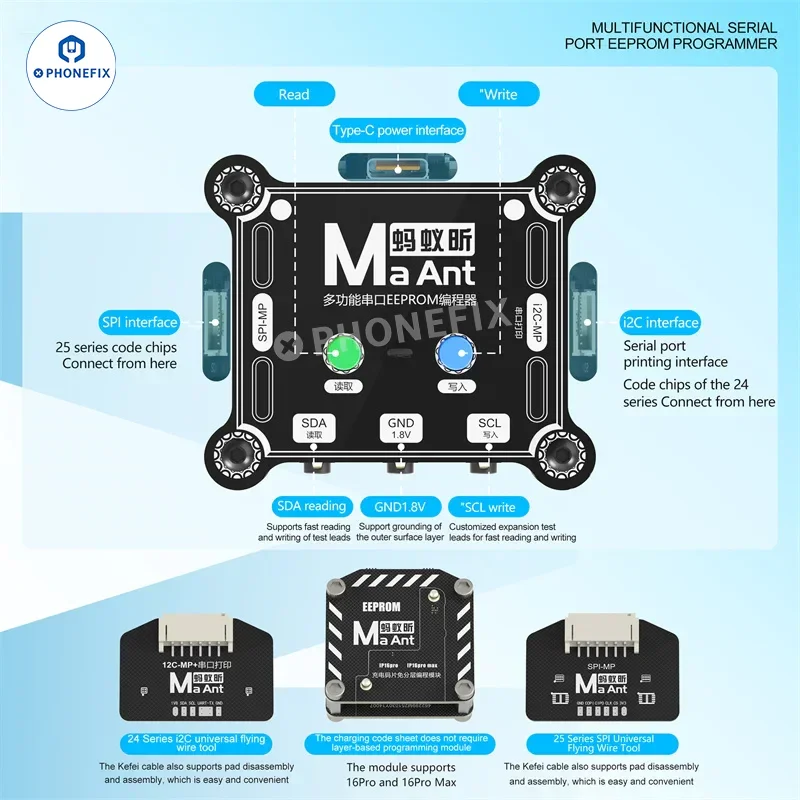 MaAnt E1 SN Port Charging EEPROM Programmer for iPhone Repair - Image 3