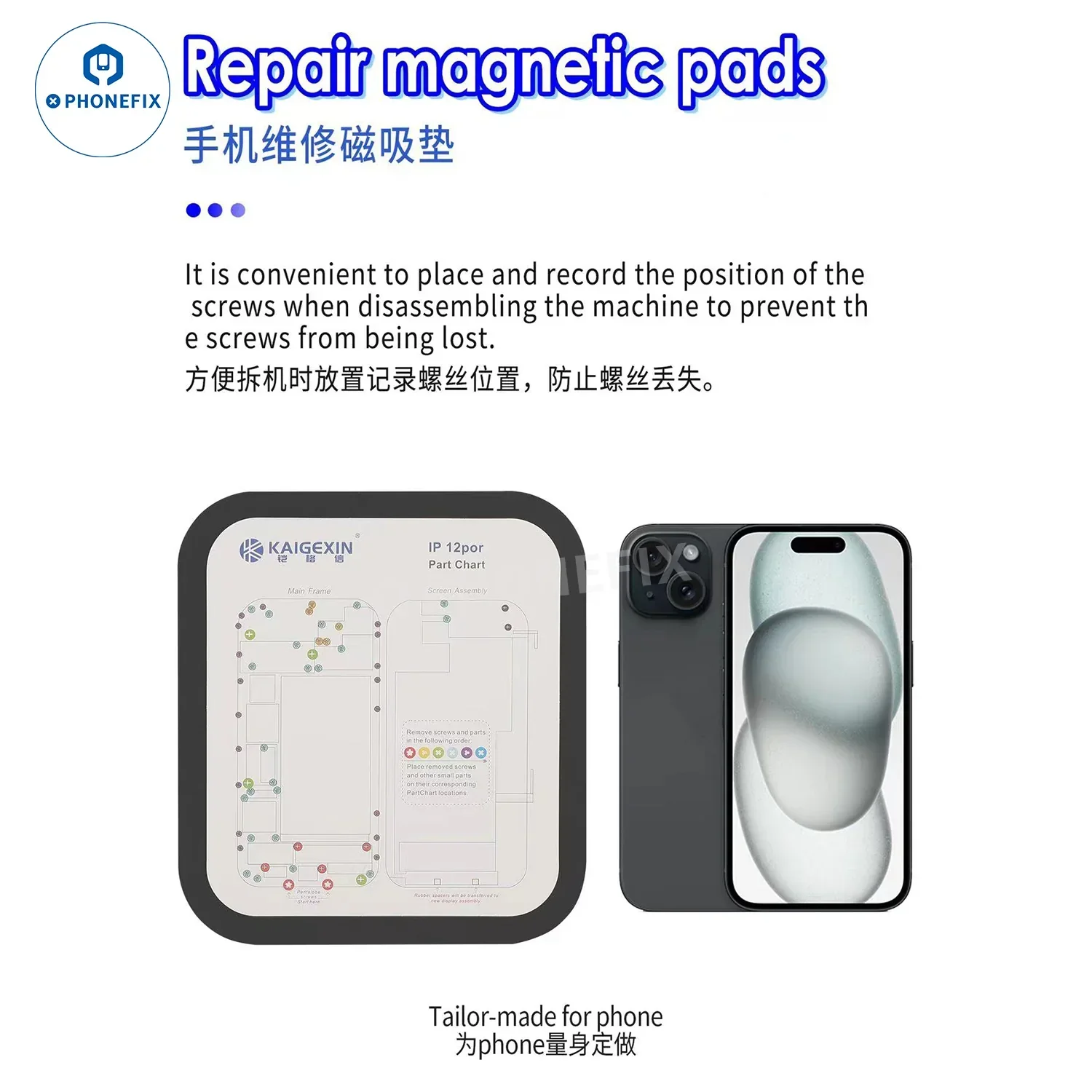 Magnetic Screw Mat Work Guide Chart for iPhone 6-15 Pro Max - Image 3