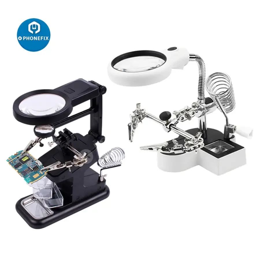 Magnifier Soldering Iron Stand With LED Alligator Clips Rework Station - Image 12