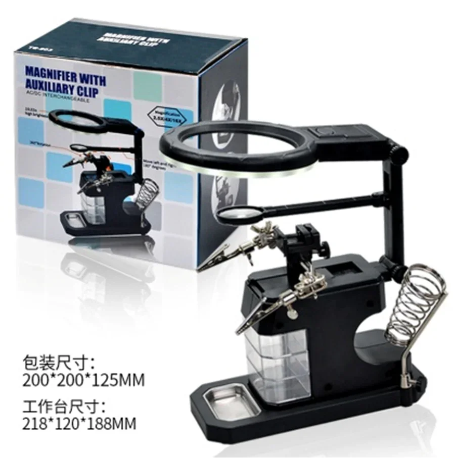 Magnifier Soldering Iron Stand With LED Alligator Clips Rework Station - Image 13