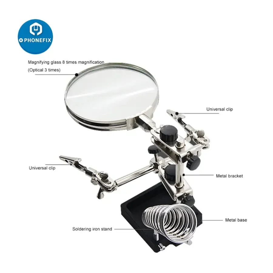 Magnifier Soldering Iron Stand With LED Alligator Clips Rework Station - Image 4