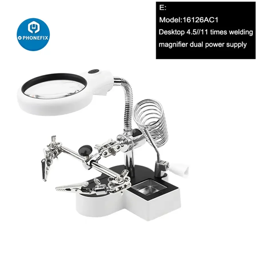 Magnifier Soldering Iron Stand With LED Alligator Clips Rework Station - Image 6