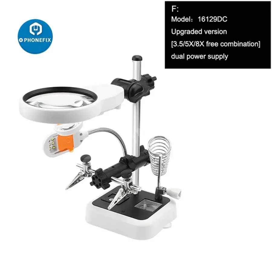 Magnifier Soldering Iron Stand With LED Alligator Clips Rework Station - Image 7