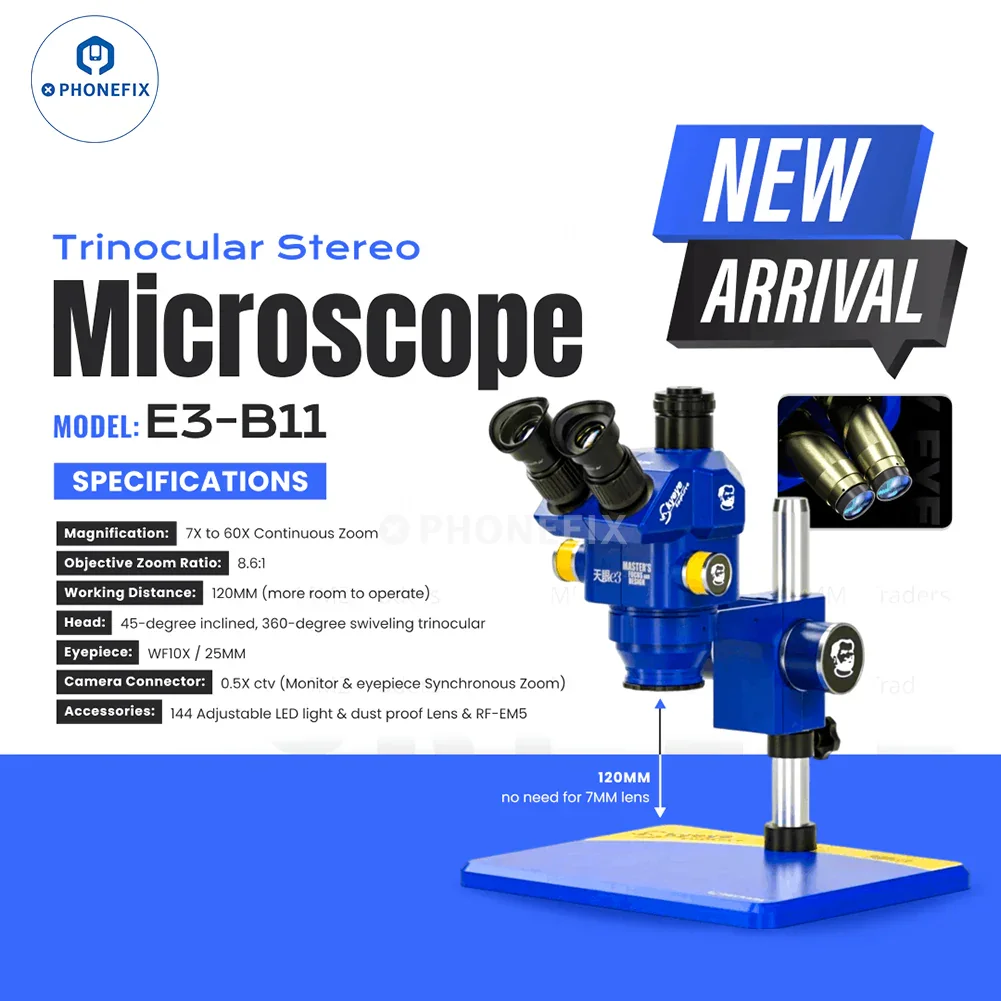 Mechanic 7-60X Trinocular Stereo Microscope E3-B11 E2-B11 - Image 3