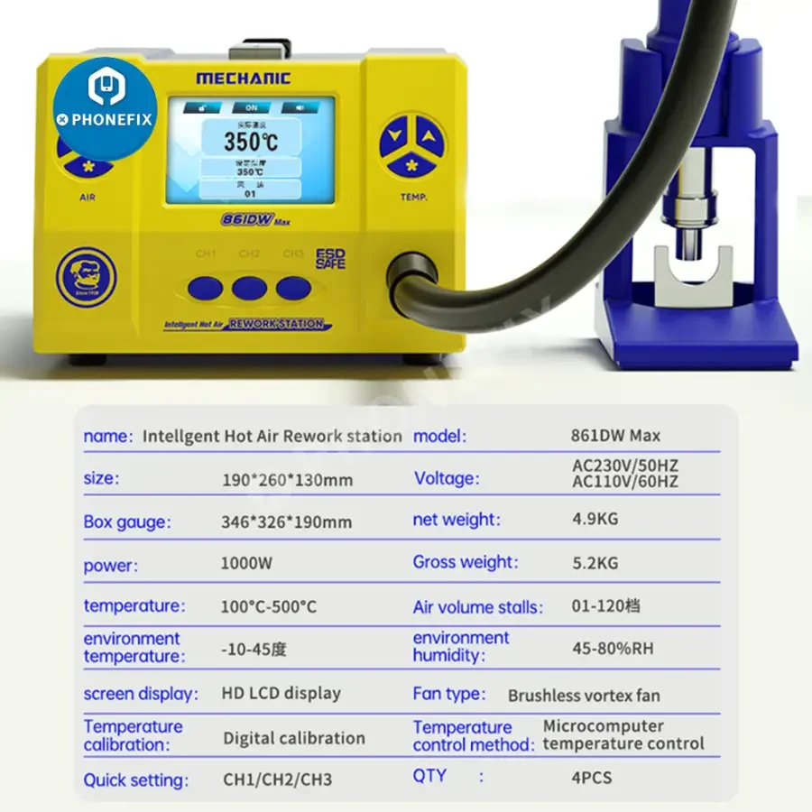 Mechanic 861DW Max 1000W Intelligent Hot Air Rework Station - Image 4