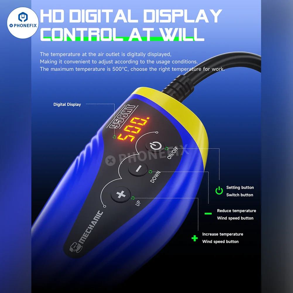 MECHANIC 958HT Portable Digital Hot Air Gun for Mobile Phone Repair - Image 4