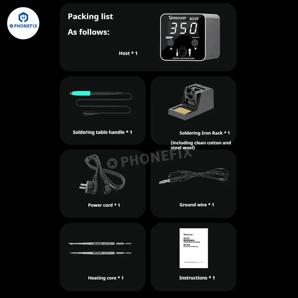 Mechanic T-210 Intelligent Desktop Soldering Iron Welding Station - Image 10