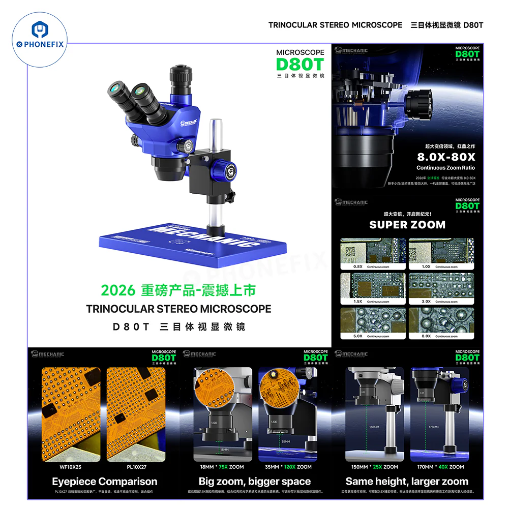MECHANIC D80T 8-80X Trinocular Stereo Microscope for Phone Repair - Image 2
