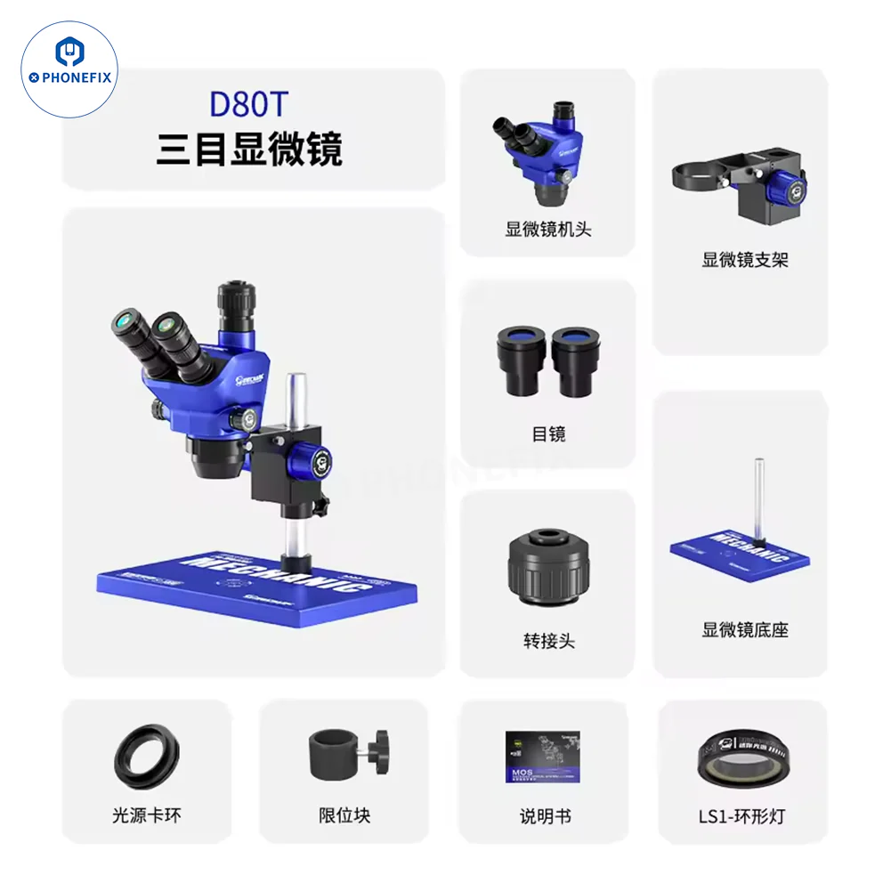 MECHANIC D80T 8-80X Trinocular Stereo Microscope for Phone Repair - Image 9