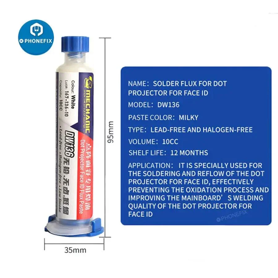 Mechanic DW136 DT1 Dot Projector Solder Paste For iPhone Face ID Repair - Image 7