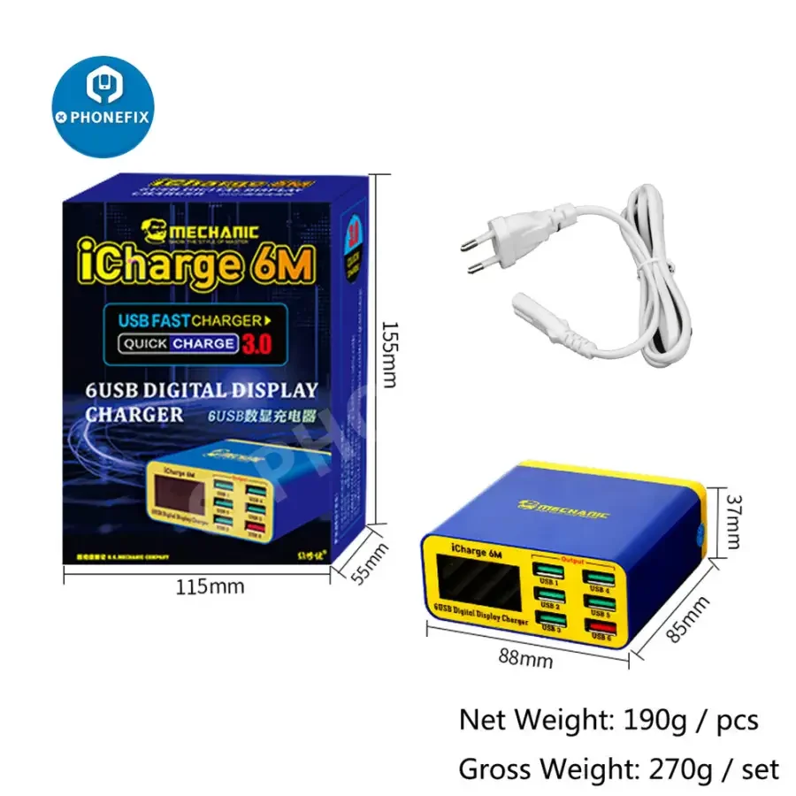 MECHANIC iCharge 6M QC 3.0 Digital Display 6 Port Smart Charger - Image 7