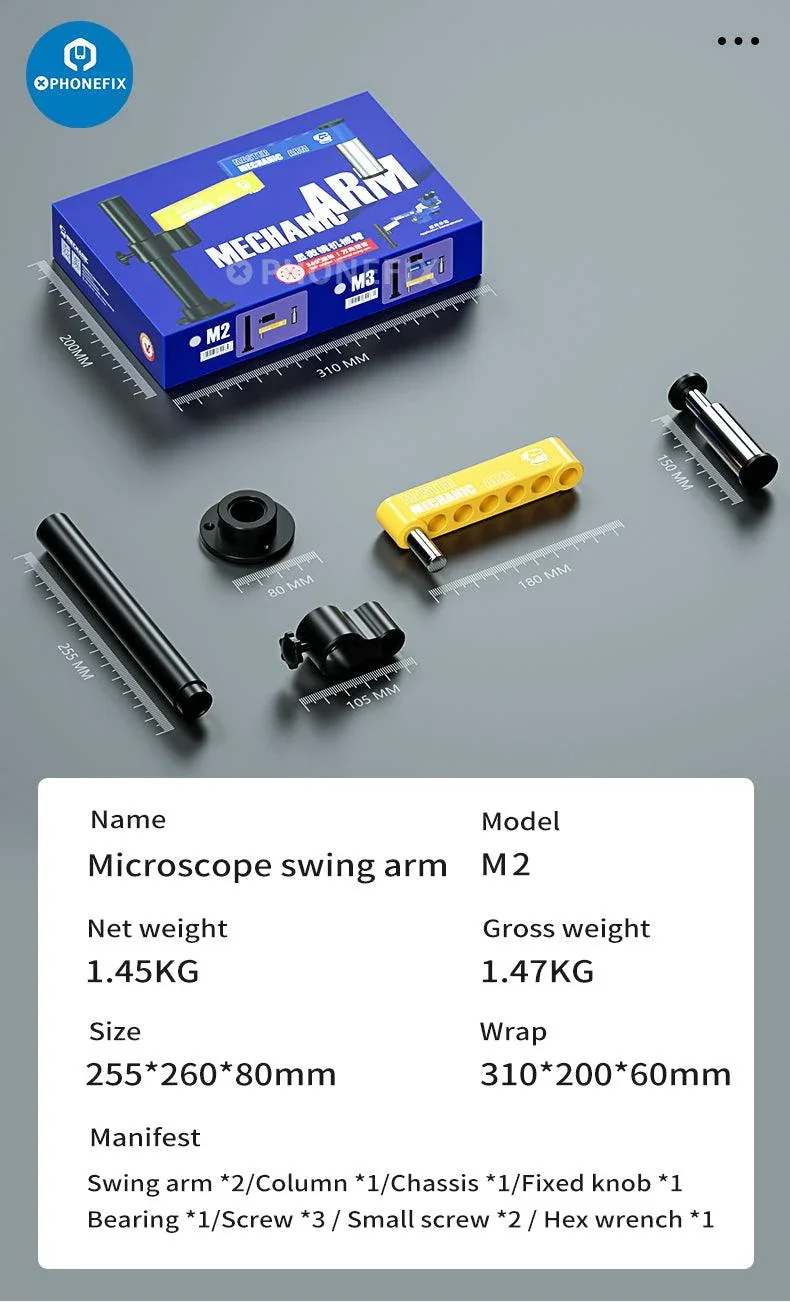 MECHANIC M2 M3 Microscope Swing Arm Aluminum Alloy Bracket - Image 12