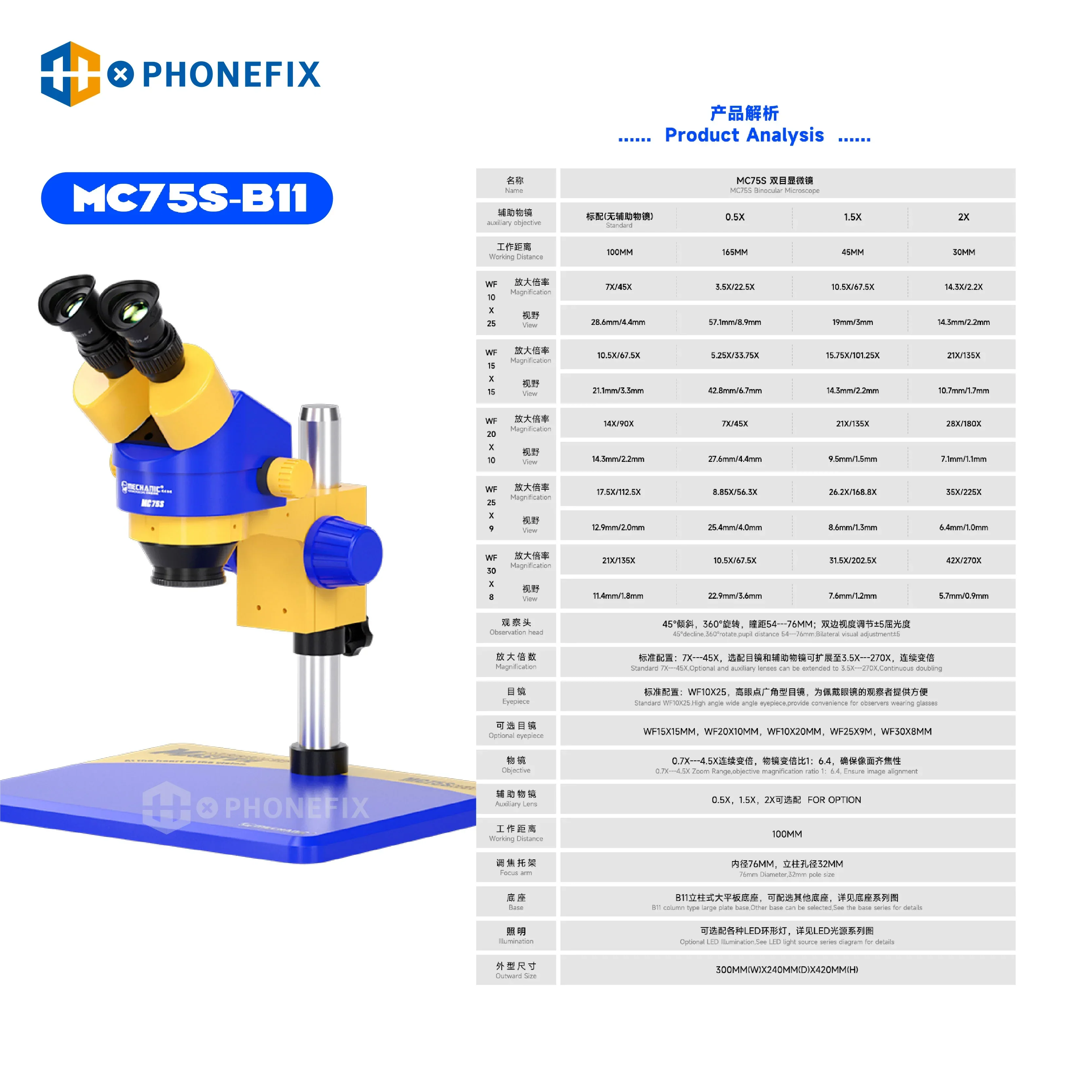 MECHANIC MC75S-B11 Binocular Stereo Zoom Microscope For Phone Repair - Image 5