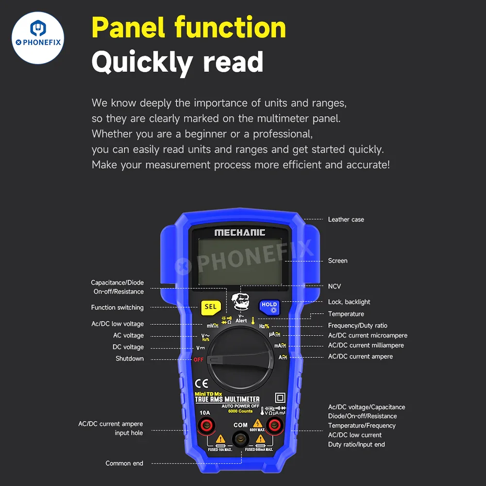 Mechanic Mini TD Five MX Digital Multimeter NCV Temp Measurement - Image 16