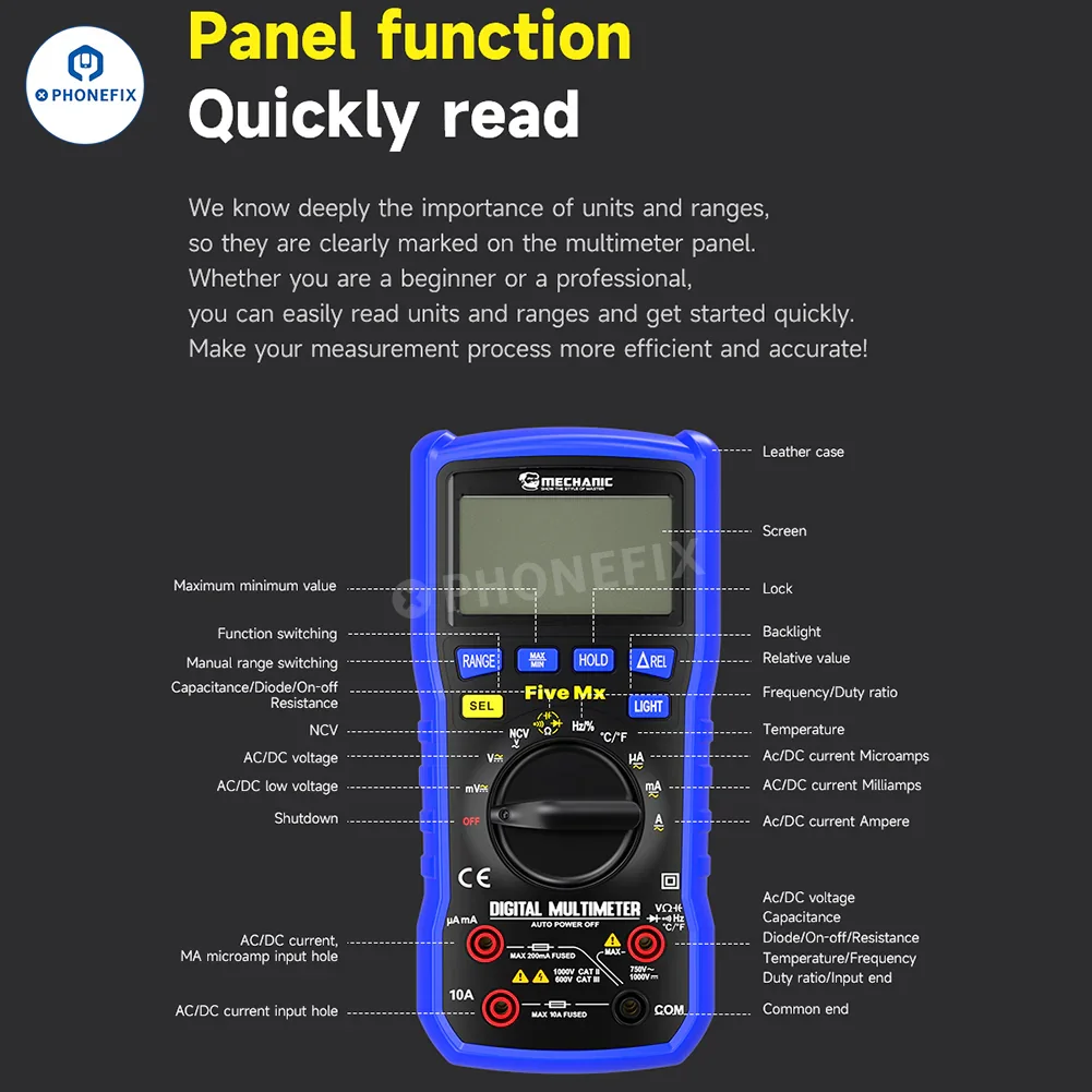 Mechanic Mini TD Five MX Digital Multimeter NCV Temp Measurement - Image 17