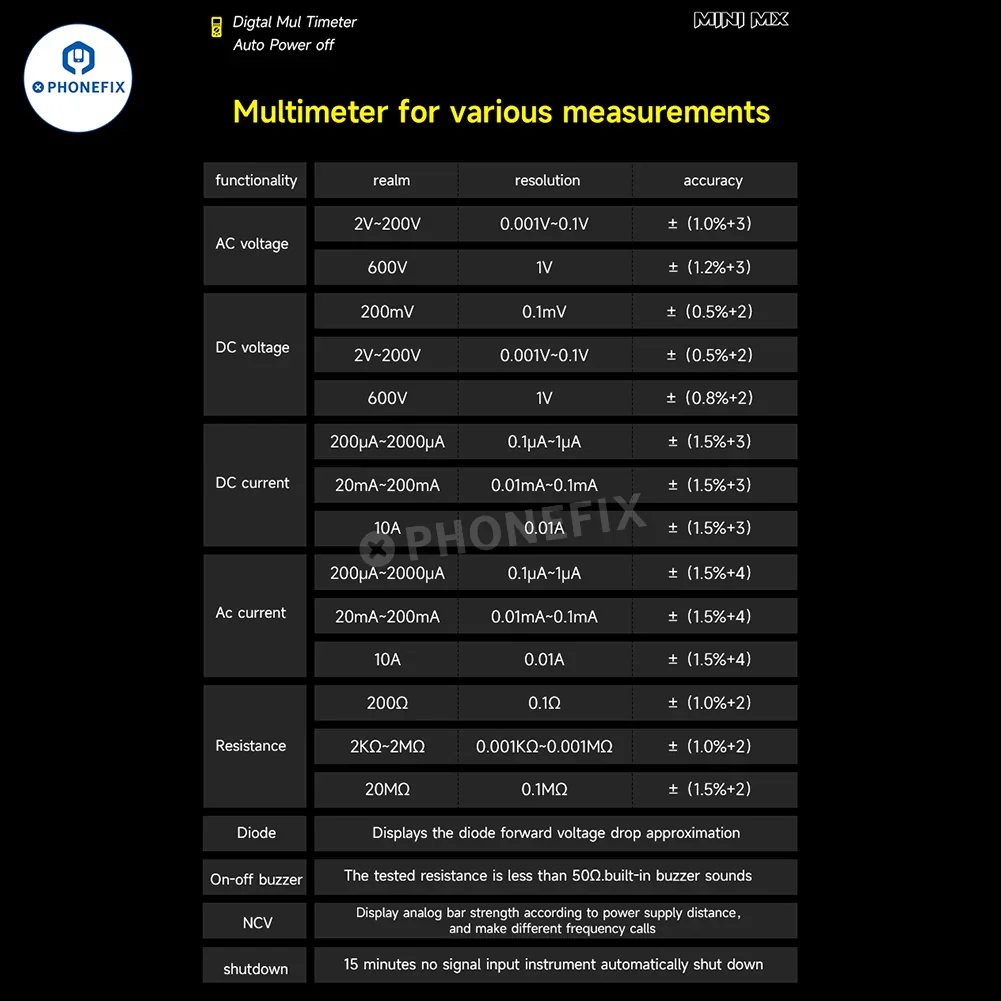 Mechanic Mini TD Five MX Digital Multimeter NCV Temp Measurement - Image 20