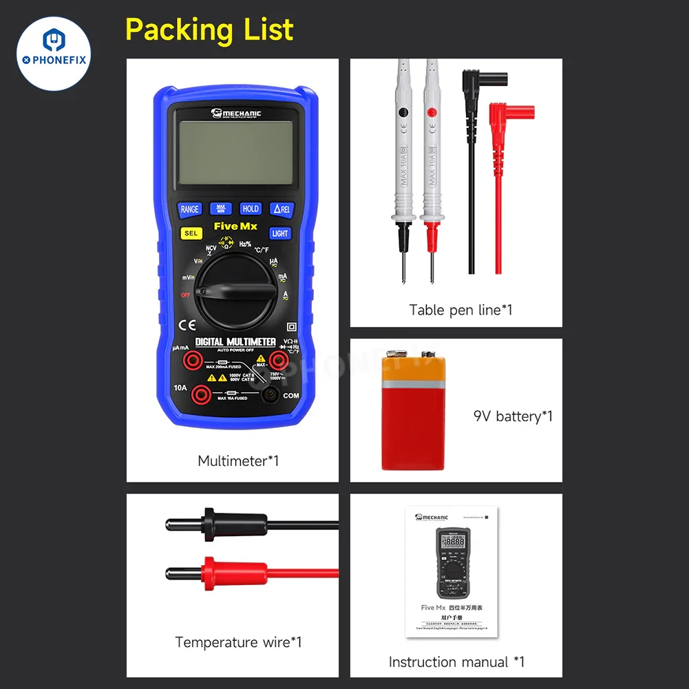 Mechanic Mini TD Five MX Digital Multimeter NCV Temp Measurement - Image 25