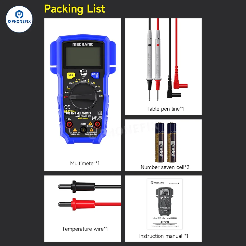Mechanic Mini TD Five MX Digital Multimeter NCV Temp Measurement - Image 26
