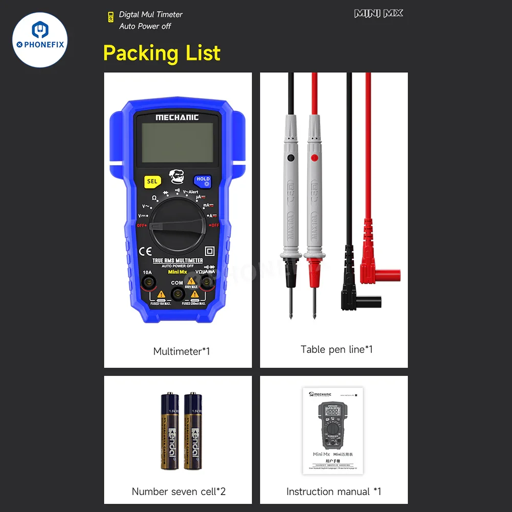 Mechanic Mini TD Five MX Digital Multimeter NCV Temp Measurement - Image 27