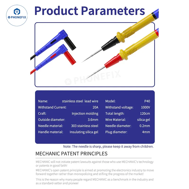 MECHANIC P40 P30 1000V 20A Stainless Steel Multimeter Test Probe Pen - Image 10