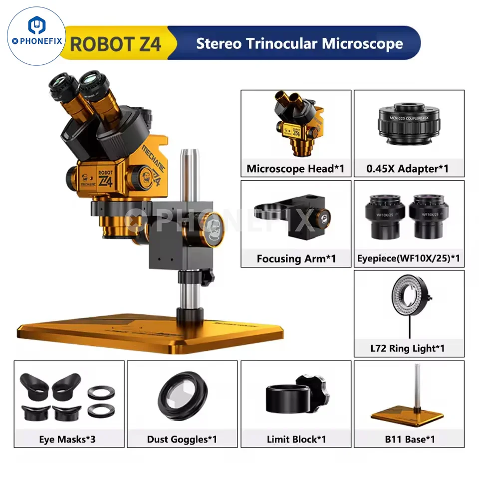 MECHANIC ROBOT Z4 6.5X-60X Trinocular Stereo Microscope - Image 14