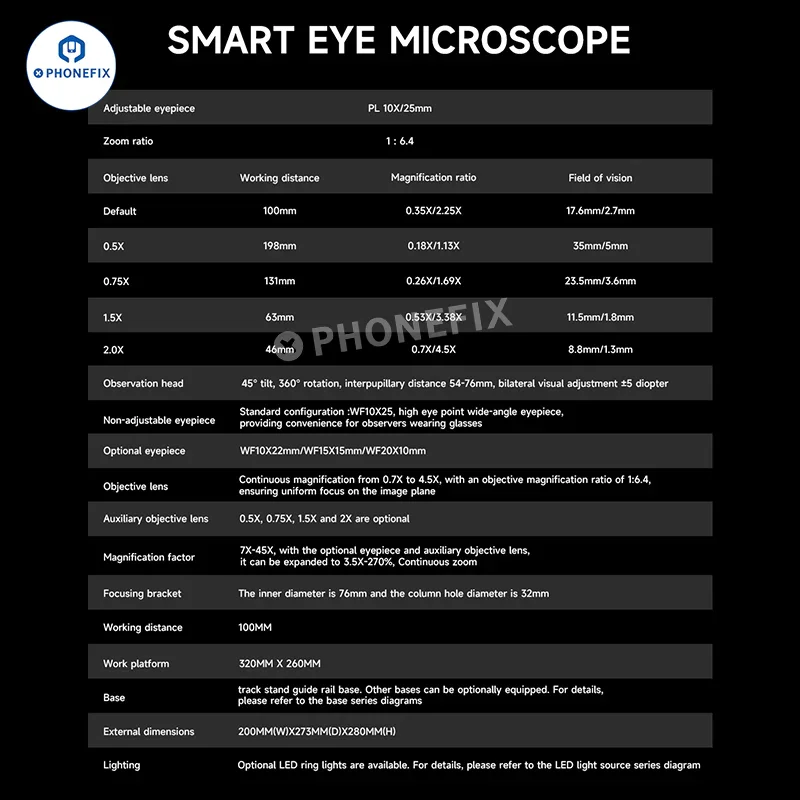 MECHANIC SMART EYE Microscope 7-45X Zoom for Phone Repair - Image 15