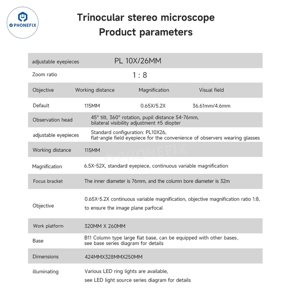 Mechanic Space X 6.5X-52X Trinocular Micro-Soldering Microscope - Image 13
