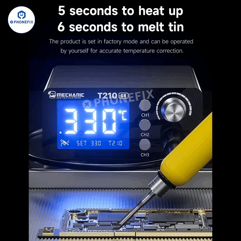 MECHANIC T210 SE Thermostatic Soldering Station with C210 Iron Tips - Image 3