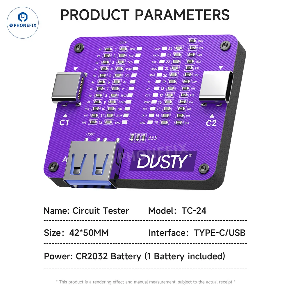 MECHANIC TC-24 Dusty Type-C Data Cable Circuit Fault Pins Tester - Image 5