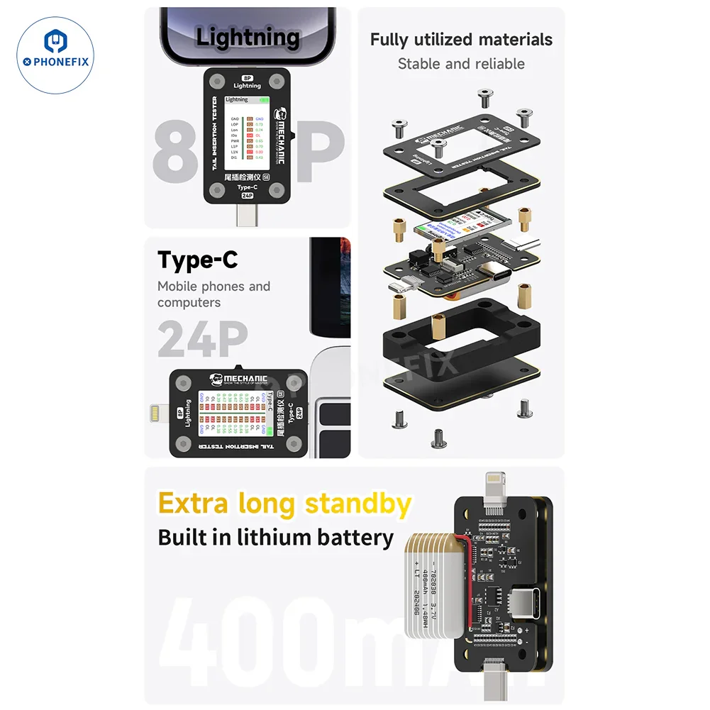 Mechanic Type-C Lightning Charging Port Detector Tail Plug Tester - Image 15