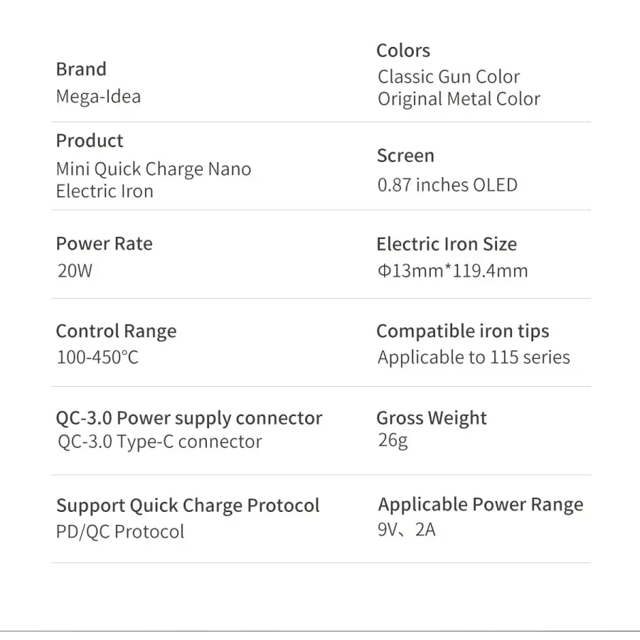 MEGA-IDEA 20W Quick Charge Nano Electric Iron For PCB Welding Repair - Image 23